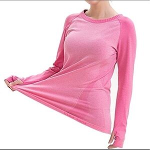 Pink long sleeve workout top